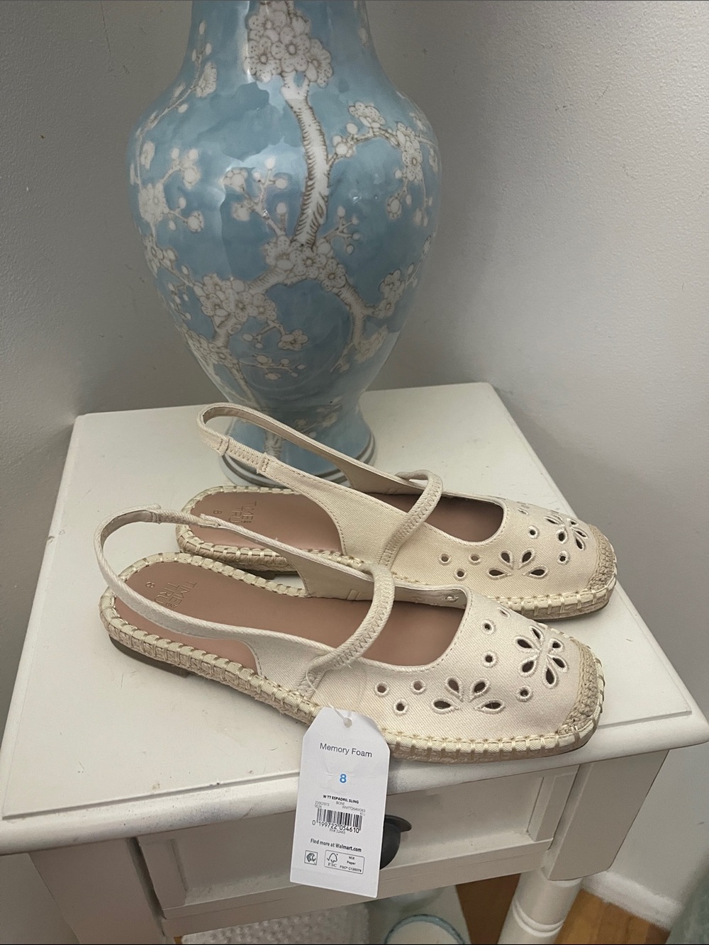 Time and Tru Cream Slingback Espadrille Flats with Cutout Detail